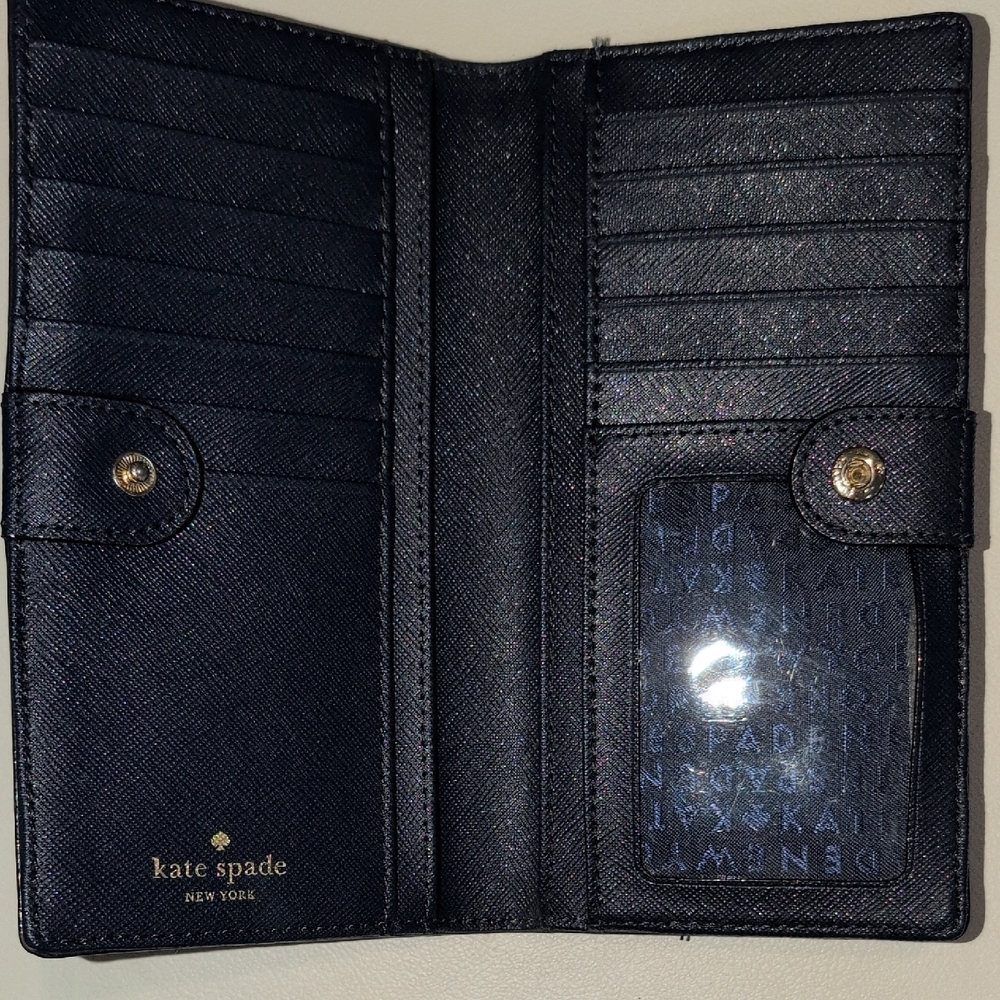 Kate Spade Haven Lane Stacy Wallet In French Navy With Glitter Accents - Picture 8 of 9